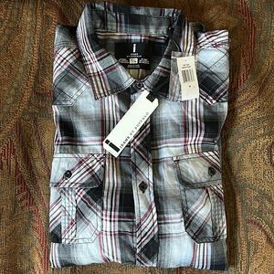 I Jeans By Buffalo black plaid button up